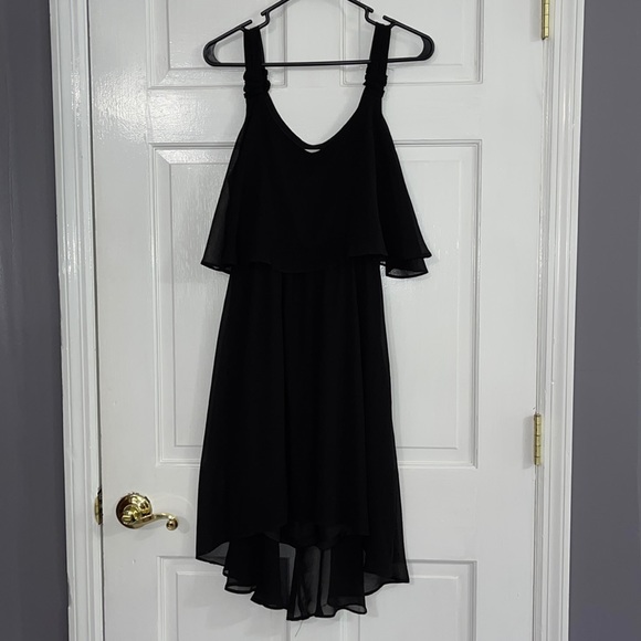 Womens black beach high/low dress/sundress size large with polyester lining. - Picture 1 of 7